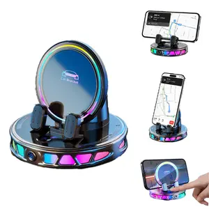 Colorful atmosphere lamp Car phone holder 360 degree rotation, suitablefor car navigation in-car dashboard, horizontaland vertica screen adjustment angle,suctioncup fixed non-slip mobile phone holder suitable for iPhone and Android