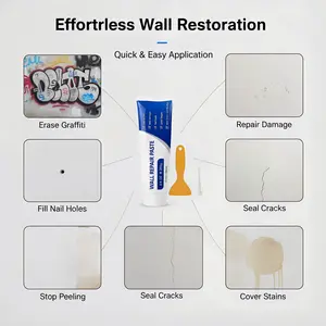 250g Wall Repair Paste, Multi-Purpose Drywall Patch Kit, Quick-Dry Crack Filler, Waterproof Heavy Duty Wall Mending Tool White Spackle