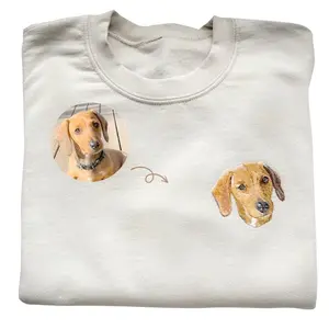 Custom Pet Embroidered Sweatshirt, Personalized Dog Sweatshirt, Custom Gift For A Friend Menswear Stylish Cotton Embroidery
