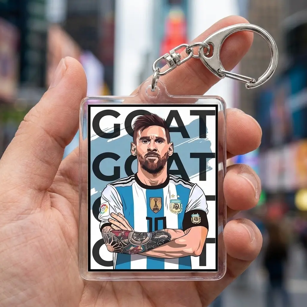 Soccer GOAT Graphic Acrylic Keychain - Cool Football Fan Keyring Gift