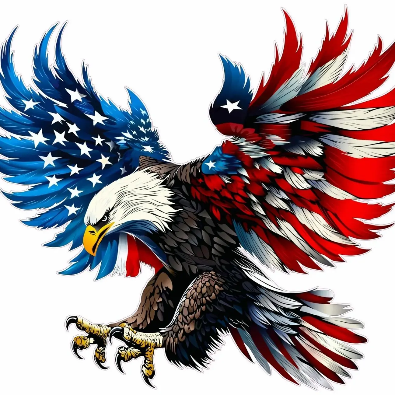 American Flag Bald Eagle Red White Blue Patriotic Decals, Laptop Water Bottle Decal Sticker