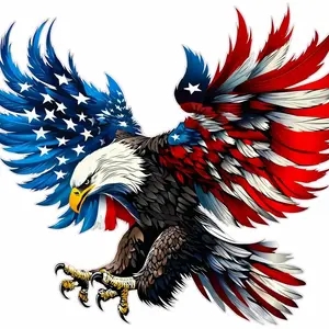 American Flag Bald Eagle Red White Blue Patriotic Decals, Laptop Water Bottle Decal Sticker