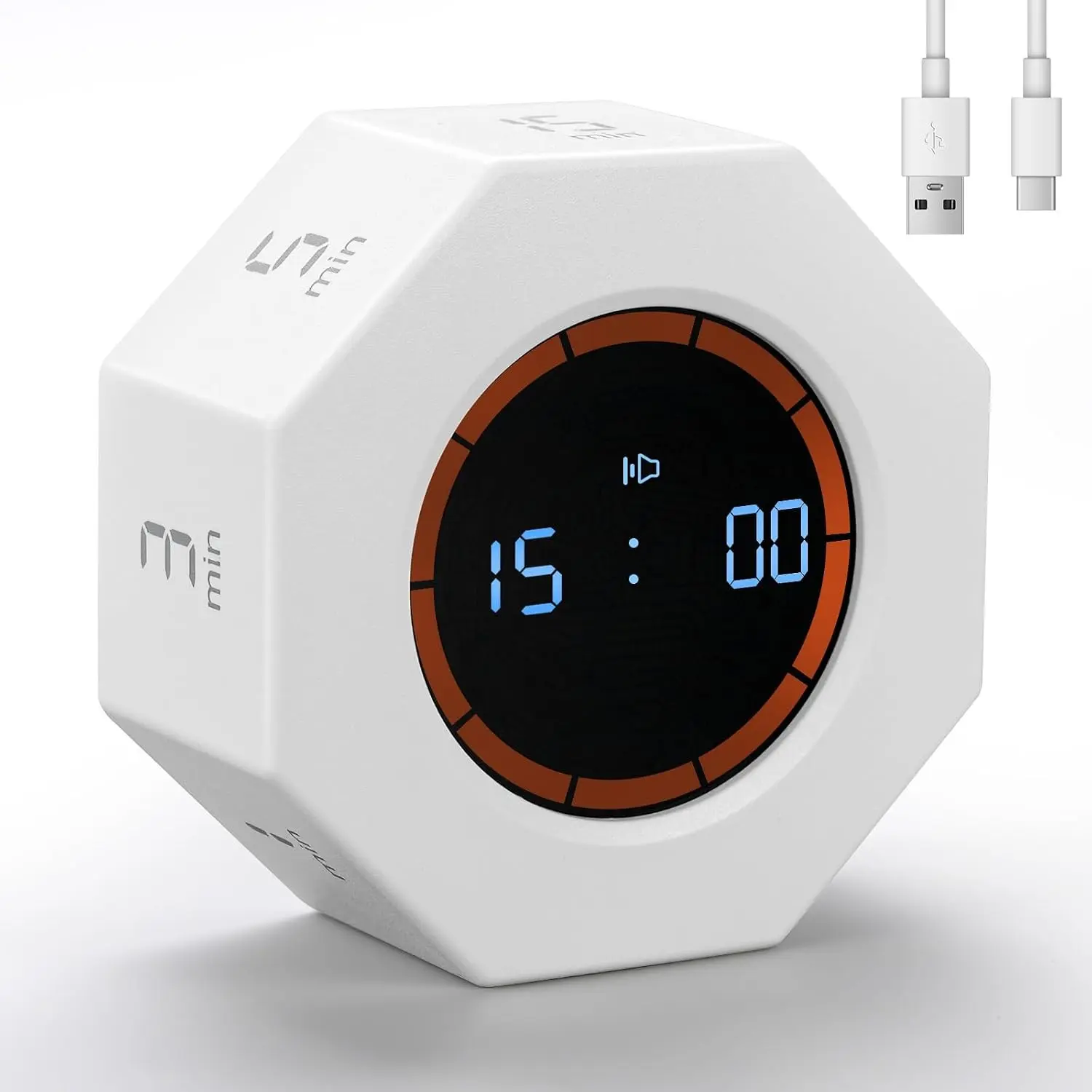 Rechargeable Pomodoro Timer, Small Gravity Timer (Pearl White)