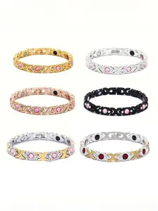 Energy Magnet Bracelet, Eco-Friendly Alloy with Rhinestones, Adjustable Women's Wristband, Stylish and Comfortable Jewelry Accessory, Rhinestone Bangle Bracelet