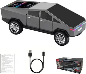 WS-580 Bluetooth Pickup Truck Speaker with Display Screen, HD Sound, TWS Pairing, FM Radio, Hands-Free Calling, LED Party Lights, Gray