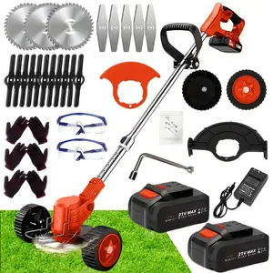 【TM RED2】Portable Home Cordless ElectricLawnmowerGarden Weeder/Wireless Mower Features 3Blade Types AndTwo High-capacity Lithium-ion BatteriesPowerfulPerfommance for Lawns, Gardens, And Yards ToolMen's GiftChristmas