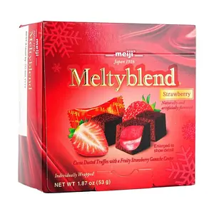 MEIJI MELTYBLEND Strawberry Truffle Chocolate 53g - Rich Creamy Japanese Candy with Fresh Strawberry Flavor & Fine Cocoa Powder for a Luxurious Taste Experience