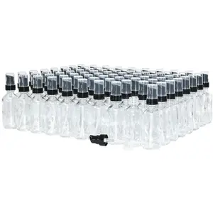 PICK Clear Boston Round Pump Bottles 1oz 2oz 4oz Transparent with Black Caps for Perfumes Fragrances Oils Easy Dispensing