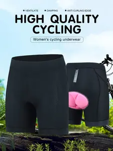 Women's High Elastic Breathable Cycling Shorts, Thick Silicone Seat Pad, Anti-Slip Quick Dry Bike Pants, Road Mountain Bicycle Innerwear