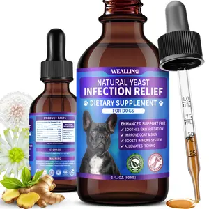 WEALLIN Dog Ear & Skin Relief Drops - Bacon Flavor 60ml - Soothes Itching Supports Healthy Ears Allergy Relief for Dogs, Yeast Infection Relief - Puppy Cleaner