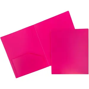 Heavy Duty Plastic 2 Pocket Extra Tough School Folders - Fuchsia Hot Pink - 3/Pack