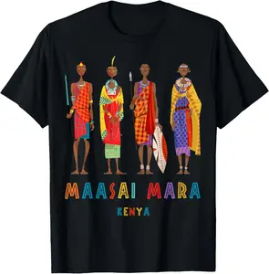 Travel Africa Kenya Map Nairobi Safari Maasai Mara Vacation Casual Short Sleeve Cotton T-Shirt