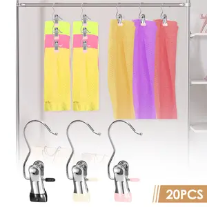 20 Pcs Legging Organizer for Closet Stainless Steel Pants Hangers with Clips Space Saving Legging Hangers 360° Rotating Hanger Clips for Hanging Jeans Hats Boots Towels