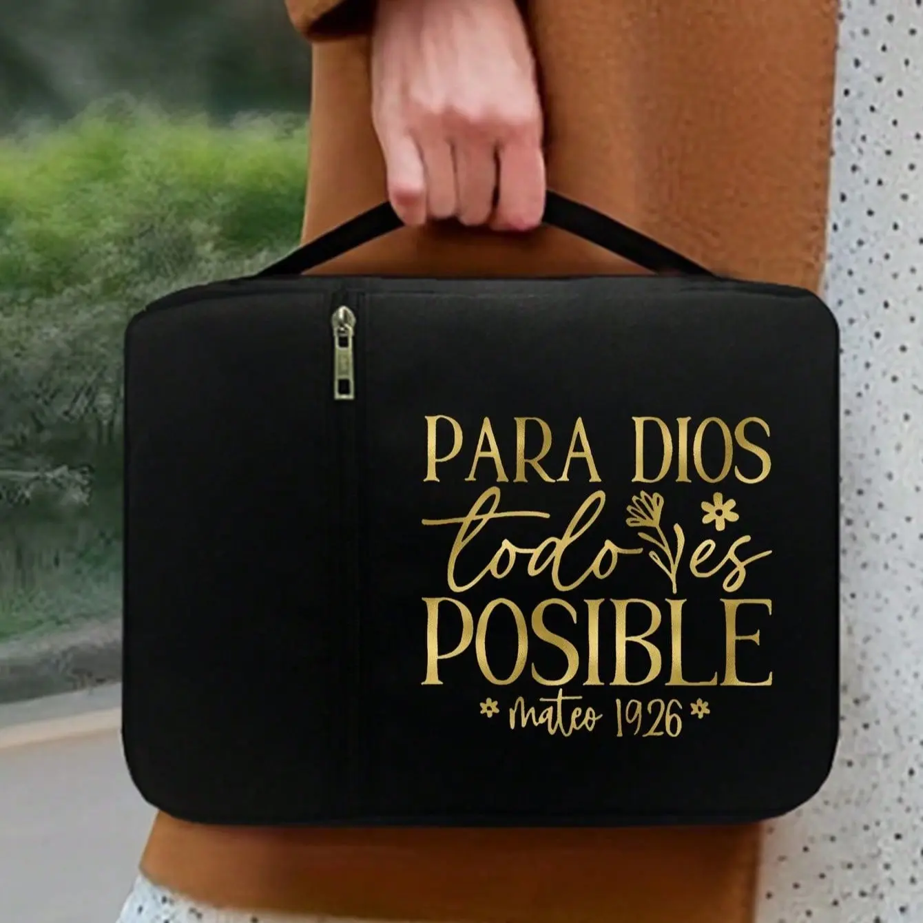 Bible case, Bible clip, hand-held storage bag, standard size Bible bag with zipper and pocket, used for Bible learning, Bible case, letter Bible box