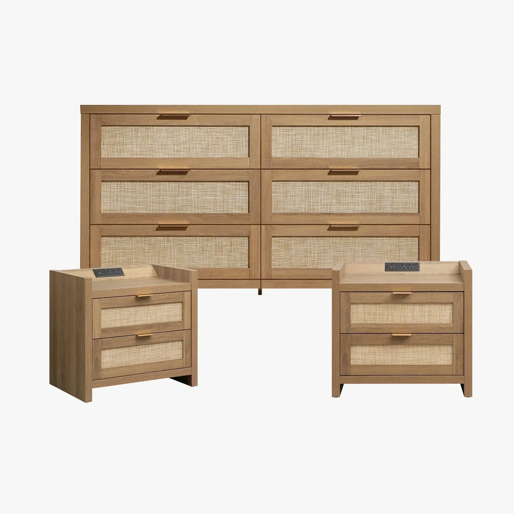 Dresser Set with Drawers(Oak)