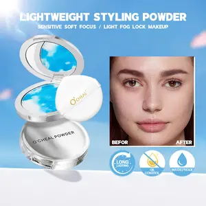 O'cheal Matte Face Powder Oil-control 24 Hours Long Lasting Waterproof Face Makeup Cosmetic Setting Compact Powder With Mirror Blue setting powder