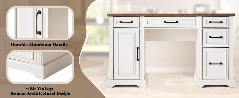 AMERLIFE 55.1" W Makeup Vanity with Hollywood Mirror, Glass Top Vanity with 5 Drawers & Adjustable Cabinet & Charging Station, 10 Detachable Light Bulbs, Bedroom/Salons/Best Gift Ideas/Christmas Gifts