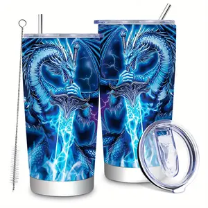 20oz Stainless Steel Insulated Blue Dragon Tumblers Coffee Travel Mug Cup Gift for Men Women Birthday Christmas