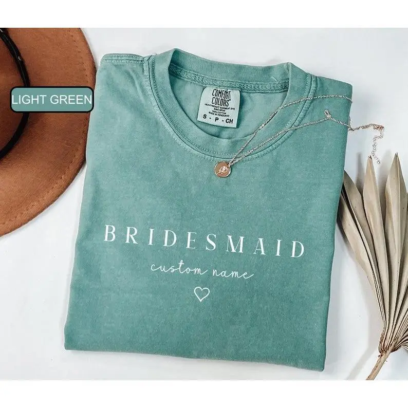 Comfort Colors® Personalized Bridesmaid Name Shirt, Bachelorette Party T-shirt, Custom Bridesmaid Group Tee, Team Bride Matching Outfit Gift Cotton Fabric