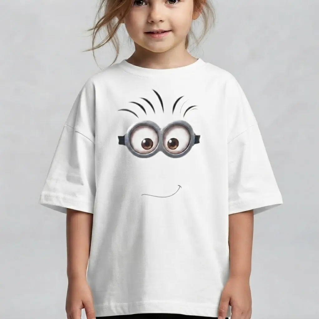 Whimsical Minion Face T-Shirt, Fun Gift for Kids, Everyday Wear, Halloween Costume, Birthday Party Apparel, Unisex Tee