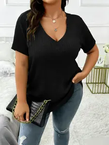 Women's Plus Size Casual Plain Soft Comfortable Cotton Top, Perfect for Daily Wear & Office Use, Stylish Women's Clothing Womenswear