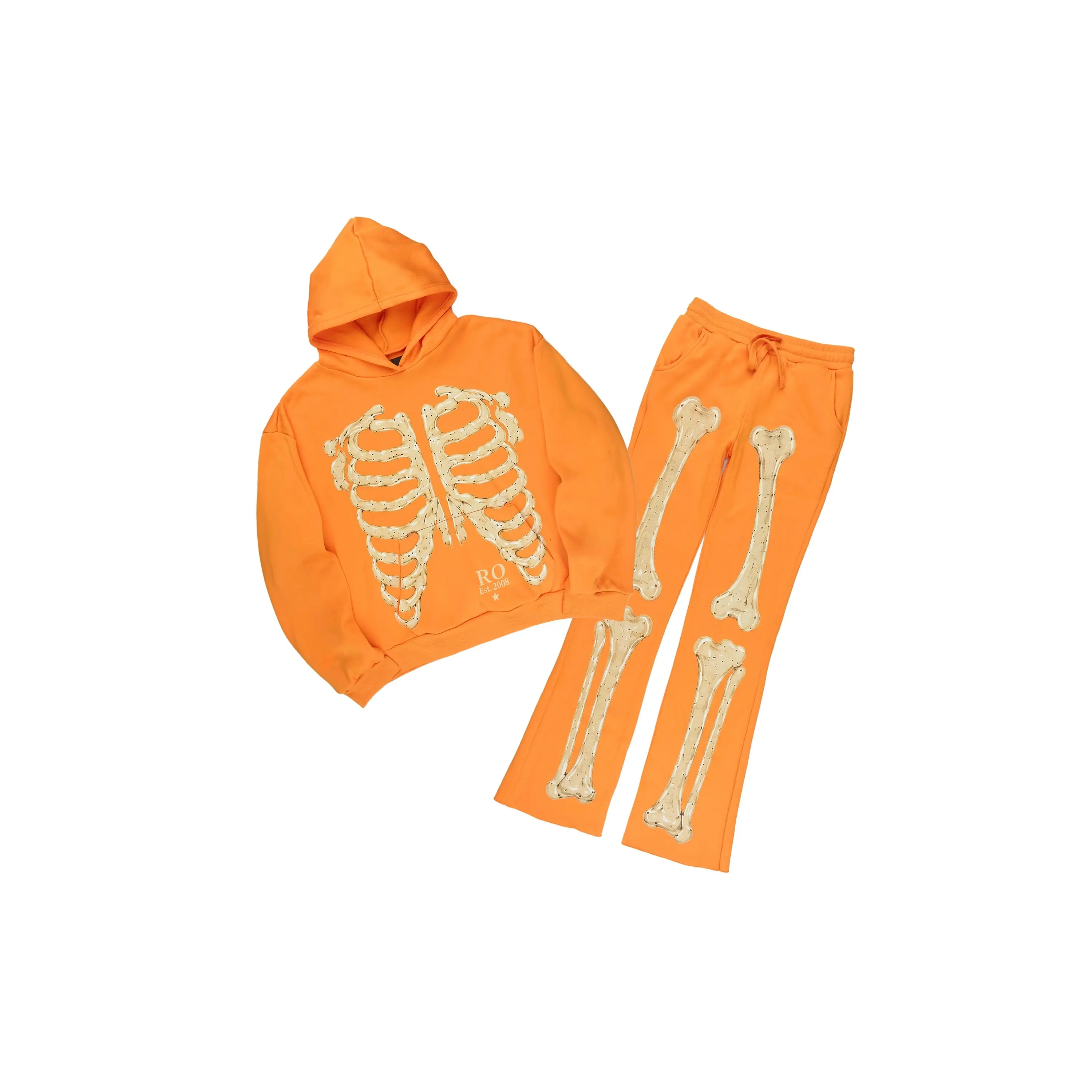 Boys Misrev Toddler Orange/Cream Stacked Hoodie Track Set