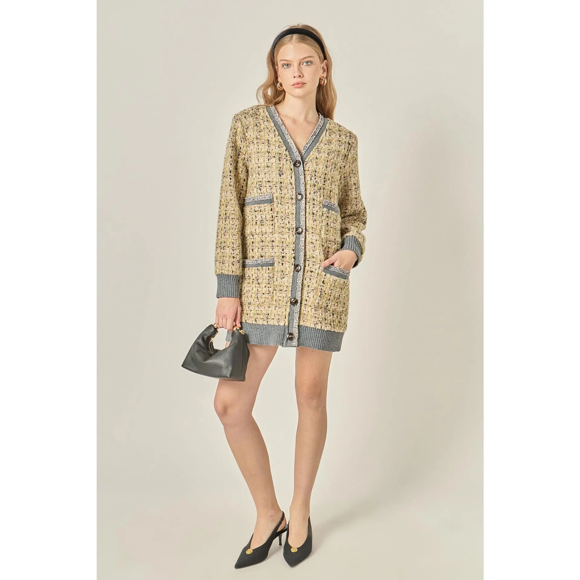 Boucle Coat With Trim