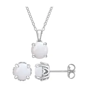 Affiniity Gems Opal Earrings & Necklace Set, St erling Silver