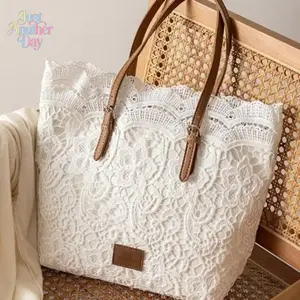 Women's Vintage Lace Kiss-Lock Shoulder Purse - Adjustable Strap Crossbody Bag, Lightweight Elegant Bag for Daily Use, Picnics, Camping, Purses