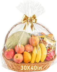 Cellophane Bags 30x40 Inch - 6 count 2.8 Mil Thick Clear Cellophane Wrap for  Baskets, Clear Plastic  Basket Bags for Thanksgiving, Christmas, Easter Presents/ Party Favors Packaging