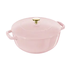 Staub 4.73L Enameled Cast Iron Cocotte Pot - Perfect for Stews, Soups, Braising & Seafood - Vibrant Peony Pink