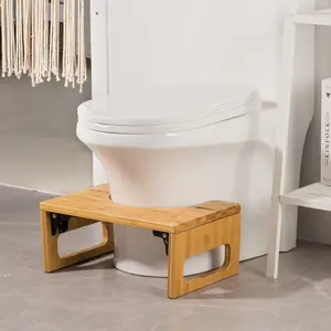 AmazerBath Bamboo Toilet Step Stool - Collapsible Indoor Furniture Stool, Unisex for Bathroom Use