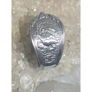 Crab spoon ring size 6.50 Cancer June July fishermen birthday band sterling silver women. adj