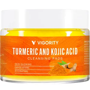 Vigority Turmeric Kojic Acid Cleansing Pads 50 pcs: for Cleansing, Exfoliating, and Glowing Skin