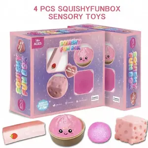 4-Pack Squishy Stress Relief Toys, Soft Silicone Slow & Fast Rebound Fidget Toys, Assorted Styles, Perfect Gift for Kids and Adults