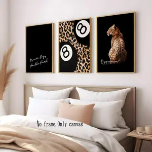 3pcs Leopard Print Canvas Poster Decorations, Wall Art Decoration, Frameless High-Quality Posters, Ideal Gift for Friends and Family