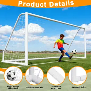 Answer E 12x6FT Portable Soccer Goal - Heavy-Duty UPVC All-Weather Frame & Net for Backyard, Beach, and Training Drills