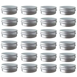 24Pcs/Set (2 Oz/60ml) Screw Top Round Aluminum Tin Cans,Metal Tin Storage Jar Containers with Screw Cap for Lip Balm,Cosmetic,Candles,Make Up,Eye Shadow,Tea,New Year Gifts,Hand Tools Kits