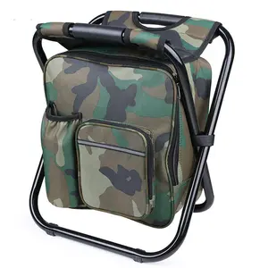 Outdoor multifunctional camping and fishing folding stool, portable insulated ice pack stool, can be carried as a backpack