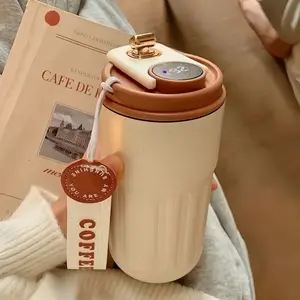 Stainless Steel Insulated Coffee Cup with Temperature Display, Multi-Functional Portable Travel Mug, Reusable Drinkware for Festivals and Outdoor Activities, Stainless Steel Thermos, Digital Tumbler