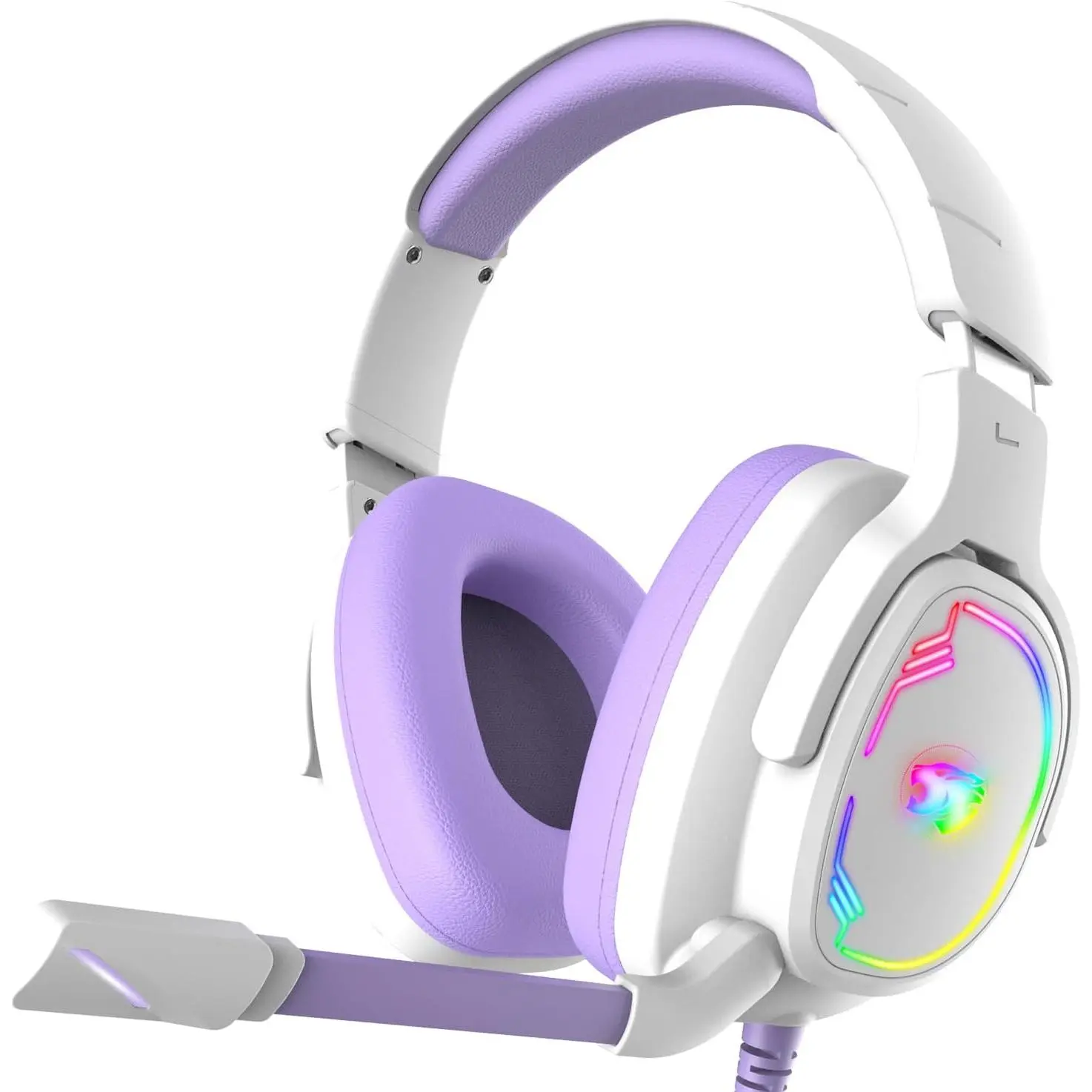 for PC/PS4/PS5/ One/, Stereo Surround Sound Gaming Headphones with Noise Canceling Flexible Mic, Computer Headset with 3.5mm Jack(Purple)