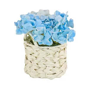 10 in. Spring Blue Hydrangea Bouquet in White Basket 10 in. Spring Blue Hydrangea Bouquet in White Basket
