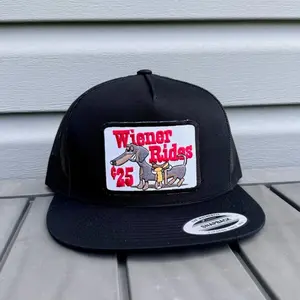 Wiener Rides 25Cents White & Black Flat Bill Yupoong Snapback Hat Modern Style