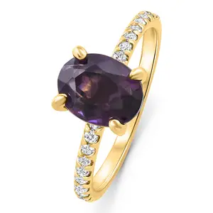 2Ct Amethyst & Diamond Anniversary Engagement Ring 10k Gold Lab Grown