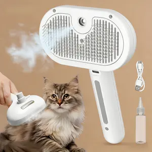 Steam Brush for Pets Long Short Haired, 3-in-1 Spray Dematting Comb with One-Button Clean, Grooming Tool for Small Animals
