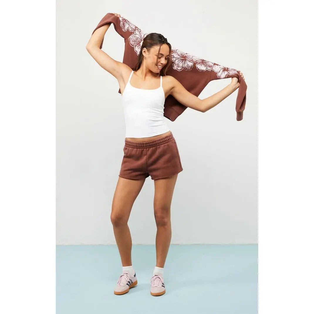 Pacsun Women's Ultra Soft Fleece Core Hibiscus Mini Sweat Shorts Pacsun Women's Ultra Soft Fleece Core Hibiscus Mini Sweat Shorts