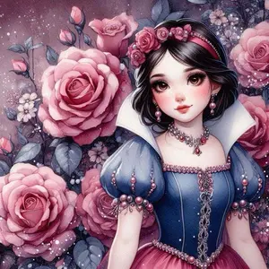 5D DIY Full Drill Round Diamond Painting - Diamond Art Painting Kit Princess Rose Background Mosaic, Canvas - DIY Decorative Painting, Home Wall Decor, Suitable for Halloween and Christmas, Birthday and Anniversary Gifts