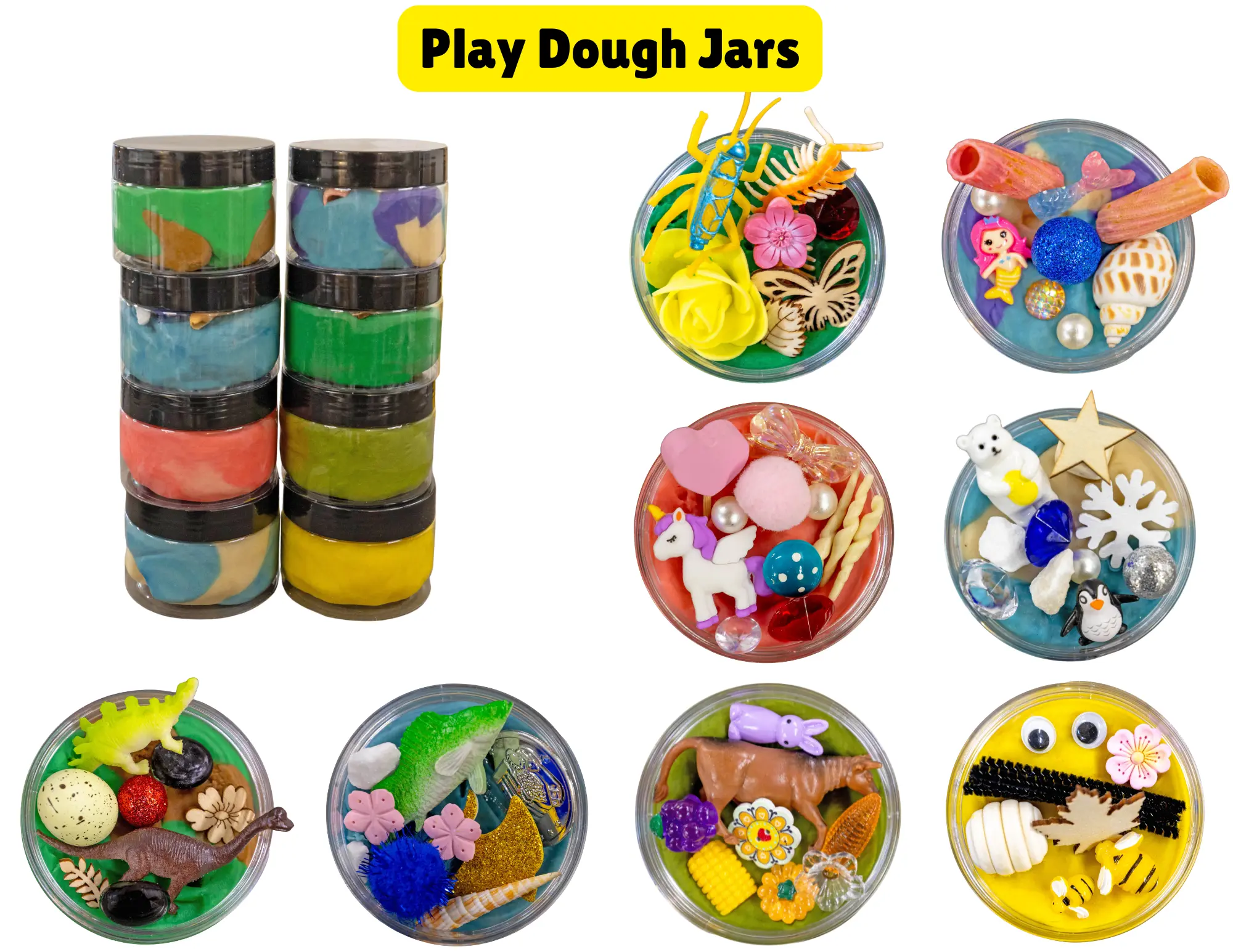 8-Pack Play Dough Jars, Playdough, Sensory Kit, Playdough Kit, Party Favors, Birthday Gift, Goodie Bags, Preschool Items