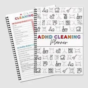 ADHD Cleaning Planner Notebook, A4 Daily Schedule & Focus Checklist for Home, Office & Dorm, Durable Cover with Smooth Pages