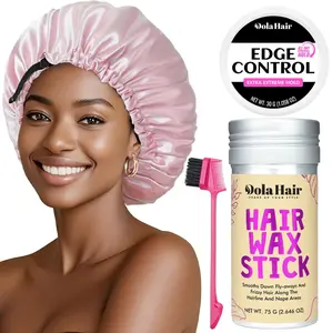 Dolahair Hair Wax Stick & Edge Control Set with Satin Bonnet – Extra Hold Styling Wax for Flyaways, Sleek Hair & Edges Control